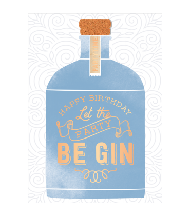 Grafik Werkstatt | Applikationskarte Grusskarte "Let the Party be Gin" (Ginflasche)
